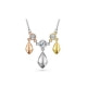 3 Golds, White Swarovski Crystal Elements  and Rhodium Plated Necklace