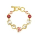 Rhodiniertes Schmetterlings-Armband mit Perlen und rosafarbenen und weißen Swarovski Elements