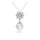 White Swarovski Crystal Elements, Pearl Flower Pendant and Rhodium Plated