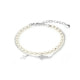 Bracelet Croix, Perles blanches et Plaqué Rhodium