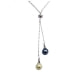 Black and White Double Pearl Pendant, Swarovski Element Crystal and Rhodium Plated