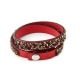 Bracelet Cristaux Rouges et Dorés de Swarovski Elements et Cuir Rouge D