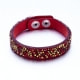Gold and Red Swarovski Crystal Elements and red leather Bracelet