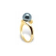 Black Tahitian Pearl bangle Ring and Yellow Gold 375/1000
