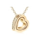 White Swarovski Crystal Elements Double Hearts and Yellow Gold plated Pendant