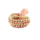 Ettika - Pink Leather Ribbons, Crystal and Yellow Gold Bracelet