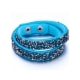 Bracelet Cristaux Turquoises et Argentés de Swarovski Elements et Cuir Turquoise