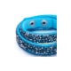 Bracelet Cristaux Turquoises et Argentés de Swarovski Elements et Cuir Turquoise