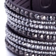 Grey and White Swarovski Crystal Elements and Black leather Bracelet