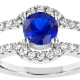 47 weissen und blauen Kristall Swarovski Elements Ring und 925 Silber