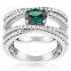 73 White and Green Swarovski Crystal Zirconia Ring and 925 Silver