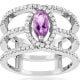 925 Silber-Ring und 85 weissen und violetten Kristall Swarovski Zirkonia
