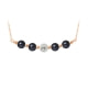 Black cultured pearls necklace, crystal and rose gold plated and 925 silver