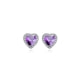 Rhodium Plated Heart Earrings and White anf Purple Cubic Zirconia 