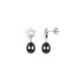 Black Freshwater Pearl Star Earrings and Silver Mounting
