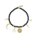 Ettika - Stretch-Armband mit Onyx-Perlen, Glücksbringer und mit Gold überzogen