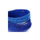 White and Blue Swarovski Crystal Elements and Dark Blue Velvet 3 Rows Bracelet F