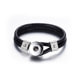 White Swarovski Elements and Black Leather Bracelet  