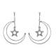 Boucles d'oreilles Pendantes Lune et Etoile en Argent 925