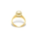 Golden Süßwasser Perle Ring und Gelb Gold 375/1000