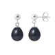 Black Freshwater Pearl Dangle Earrings and 925 Silver