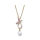 Yellow Gold Plated Pearl Pendant with Purple Pink Swarovski Element Crystals