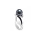 Black Tahitian Pearl, Diamonds Ring and White Gold 375/1000 pds 3.3g