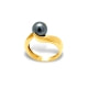 Black Tahitian Pearl Ring and Yellow Gold 375/1000 4,7 gr