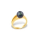 Black Freshwater Pearl Ring and Yellow Gold 375/1000