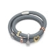 Grey Blue Leather Charm's Double Row Bracelet and Stainless Steel