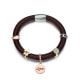 Brown Leather Charm's Double Row Bracelet and Stainless Steel