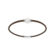 White Freshwater Pearl, Leather Bracelet and Sterling Silver 925/1000