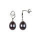 Black Freshwater Pearls Hearts, Dangling Earrings and 925/1000 Silver
