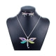 Multicolor Dragonfly Pendant and Earrings Set