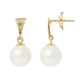 Boucles d'Oreilles Perles de Culture Blanches, Diamants et Or Jaune 750/1000