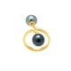 Black Tahitian Pearls Ring and Yellow Gold 750/1000