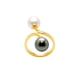 Ring Tahiti-Perlen und weiße Zuchtperle und Gelbgold 750/1000