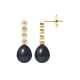 Boucles d'Oreilles Perles de Culture Noires, Diamants 0.24 cts et Or Jaune 750/1000 3,1 gr