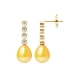 Boucles d'Oreilles Perles de Culture Dorées, Diamants et Or Jaune 750/1000