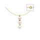 3 White Freshwater Pearls Cable Necklace and Yellow Gold 750/1000