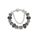Bracelet Charm's en Acier Inoxydable, Coeur et Beads Cristal Noir
