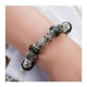 Bracelet Charm's en Acier Inoxydable, Coeur et Beads Cristal Noir