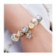 Armband-Charme-Edelstahl-Kristallherz und Perlen