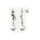 White Freshwater Pearls Dangling Earrings and Silver Mounting