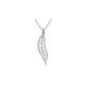 White Cubic Zirconia Crystal Feather Pendant and Rhodium Plated