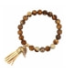 Brown Beige Natural Stones Pearls Stretch Bracelet