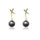 Black AAA Freshwater Pearl Earrings and Yellow Gold