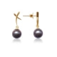Black AAA Freshwater Pearl Earrings and Yellow Gold