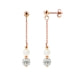 White Cultured Pearls, White Crystal and Rose Gold plated Dangling Earrings