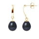 Black Freshwater Pearl Earrings and yellow gold 375/1000